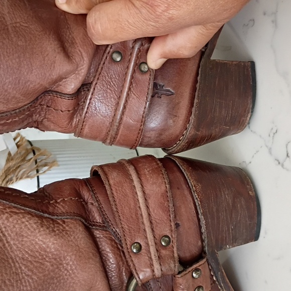 Frye Brown Harness Heeled Boots - Picture 6 of 13